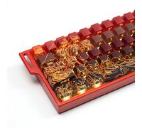 Sumgsn Shine Through Keycaps-PBT Red Side Printed Keycap, 128 Keys Cherry Profile Double Shot Keycap, Wave of Kanagawa Custom Keycap Set with Keycap Storage Box for Mechanical Keyboard (red)