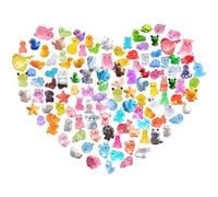 Sumhao 120PCS Mini Resin Animals, 60 Styles Cute Mini Ducks Micro Sculptures Figurines Set, Glow in the Dark Moss Terrarium Decor, Tiny Fish Turtle Seal Rabbit Frog Figurines, Creative DIY Craft Kits
