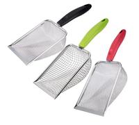 SUMHEN 3PCS Cat Little Scoop, Reptile Stainless Steel Fine Mesh,Litter Cleaner Corner Scoop Sand Sifter (Black-Green-Red)
