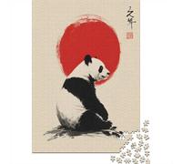 Sumi-e Style Panda with Red Sun 1000 Piece Jigsaw, 38x26cm/1000pcs | For the Christmas break: Adult jigsaw puzzle with 1000 pieces suits quiet days around New Year.