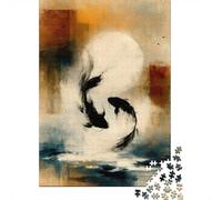 Sumi Essence No. 10 - Moon Koi Gesture Wall A Jigsaw Puzzle, 1000 Piece | For festive leisure at home: Adult jigsaw puzzle with 1000 pieces works well for shared time during the holidays.