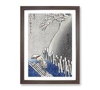 Sumida River In The Snow By Utagawa Hiroshige Asian Japanese Framed Print | A3 Walnut Framed Wall Art | Ready to Hang | Asian Landscape Picture | Living Room Bedroom Lounge Office