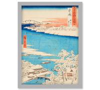 Sumida River, Snowy Morning Musashi Province Utagawa Hiroshige Japan Woodblock Artwork Framed Wall Art Print A4 Artery8 Light Grey One Size