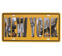 SUMIK New York Vintage Metal Tin Sign Auto License Plate, Embossed Tag Size 6" X 12"