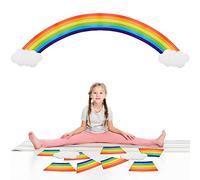 Sumind 10 Pcs Jumbo Rainbow Wall Decal Cardboard Cutouts Bulletin Board Set Paper Cloud with Glue Point Dot Colorful Giant Rainbow Decoration for Girls Birthday Party Backdrop Photobooth Room Decor