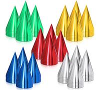Sumind 100 Pieces Colorful Birthday Party Hats Cone Hats for Adults Metallic Foil Cone Headwear