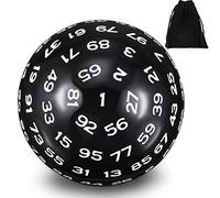 Sumind 100 Sided Polyhedral Dice Single D100 Game Dice 45 mm 100 Sided Cube with Black Pouch for Role Playing Dnd Rpg Mtg Table Games Party Supplies Family Party Favor(Black Base with White Numbers)