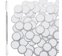 Sumind 101 Pack Metal Stickers for Eyeshadow Palette Set, Includes 1 Makeup Depotting Tool, Adhesive Empty Metal Makeup Colorful Palette Stickers (100 Pcs Round)