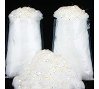 Sumind 2 Bags Fake Snow Decoration Fluffy Artificial Cotton Fiber Fluffy Fake Clouds Soft Blanket for Crafts Mantle Village Christmas Winter Indoor Home Decoration(Glitter Gold)