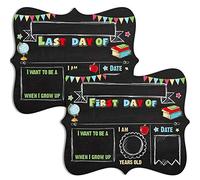 Sumind 2 Pcs 11.8 x 9.8 Inch First and Last Day of School Chalkboard Sign Double Sided Back to School Sign for Kids Reusable Preschool Board Kindergarten Classroom Photo Prop Decor