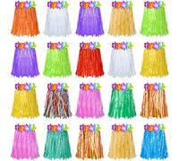 Sumind 20 Pieces Hawaiian Luau Hula Skirts Small Kids Grass Skirts Hawaiian Skirt for Kids Children's Hula Skirts Grass Skirts for Luau Party, Birthday Party, Beach Party, 12 Inch
