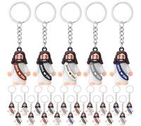 Sumind 24 pcs Jesus Toys Figurine Christian Keychain Religious Keychain Bulk Classic Christian Rings for Christ (White Jesus Loves You,Retro Color)