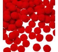 Sumind 250 Pieces Mini Pompoms Small Fluffy Pom Poms for Decor Arts Crafts DIY, Red (15 mm)