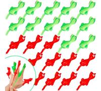 Sumind 32 Pieces Slingshot Chicken Finger Slingshot Stretchable Rubber Flying Chicken Funny Gifts Flying Stretchy Turkey Shooter for Christmas Party Favors Gift Goodie Bag, Red, Green