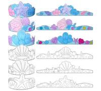 Sumind 36 Pcs Color Your Own Mermaid Crown DIY Coloring Crafts for Kids