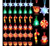 Sumind 36 Pcs Xmas LED Necklaces Light up Christmas Holiday Flashing Light Necklaces Santa Claus Christmas Light Necklace for Party Favors Christmas Tree Snowman Stocking Decoration Stuffers