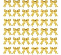 Sumind 36 Pieces Glitter Bow Tie Christmas Tree Party Decorations Xmas Decor Christmas Ribbon Bows for Wreath Ornaments, Garland (Gold)
