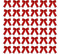 Sumind 36 Pieces Glitter Bow Tie Ribbon Twist Tie Bows for Treat Bags Gift Wrapping Basket Wedding Baby Shower Birthday Valentine's Day Christmas Party (Red)