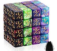 Sumind 48 Pcs Magic Life Counter Dice -1/+1 Counters Commander Buff Tokens 6 Sided Dice Loyalty Life Gifts Compatible With MTG CCG TCG Cards Gaming Accessory (Delicate Style)
