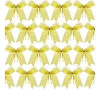 Sumind 48 Pieces Gold Bows for Christmas Tree, 5 x 4 Inch Christmas Bow Gold Ribbon Bow for Xmas Tree, Wreath, Gift Wreaths Door Windows Wedding Party Decoration