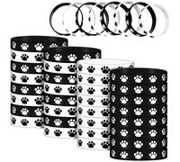 Sumind 48 Pieces Paw Print Rubber Bracelets Dog Paw Silicone Bracelet Rubber Wristbands for Dog Party Favors Birthday Party Supplies(Black, White)