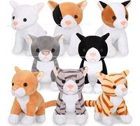 Sumind 8 Pcs Cat Stuffed Animals Bulk Plush Pets 5 Inch Cute Assorted Plush Cats Horse for Birthday Halloween Christmas Party Favors Favors(Cat)