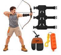 Sumind Archery Accessories Set, Finger Tab, Arm Guard & Arrow Puller | Full Grain Leather Finger Guard, Adjustable Bracer and Non-slip Tpr Gripper for 6-8mm Arrows; Ideal for Recurve Bow Practice