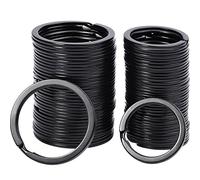 Sumind flat key ring fob metal split rings keyring metal rings for car house keys attachment, 1 and 1.25 inch (2.5 and 3.8 cm), black, 40 pieces