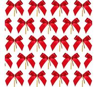 Sumind Pack of 48 Christmas Bow Red Ribbon Bow Christmas Wreath Decoration (3 x 2.94 Inches)