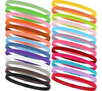Sumind Thick Non-Slip Elastic Sport Headbands, Elastic Silicone Grip Exercise Hair and Sweatbands for Yoga(Assorted Colors,25 Pieces)