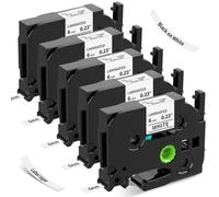 Suminey TZe211 Label Maker Tapes Replacement for Brother Label Printer Tape 6mm TZ Tape TZe-211 Black on White 0.23 Laminated Cassette for PT-1000 GL-H105 PT-E110 GL-200 PT-1080, 5 Pack
