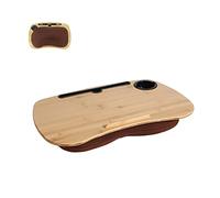 SUMISKY Lap Desk-Portable Laptop Table with Cushion Bamboo Platform Phone Holder L(21.6"x13.8") with Cup Holder