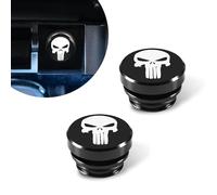 Sumjig 2 PCS Car Cigarette Lighter Plug Cover, Tusked Skull Printed Waterproof Metal Cigarette Lighter Protective Plug, Decorative Modification Accessories, Compatible with Cars Motorcycles (Black)