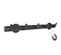 Sumlache Strong Magnetic Coat Hooks-5 Hooks Matte Black Magnetic Hanger Holder-Heavy Duty Magnetic Rack for Hanging Coat, Bag, Helmet, Backpack (5 Hooks)