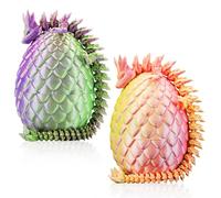 SUMLAND 3D Printed Dragon Eggs with Dragon Inside,Dual Color Change with Temperature,Lavender Purple+Mint Green to Pink+Yellow,Articulated 3D Dragon with 3D Dragon Eggs