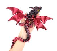 SUMLAND 3D Printed Dragon with Wings,3D Printed Animals Toys,Black Red
