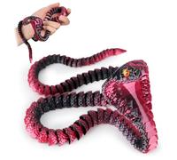 SUMLAND 3D Printed Snake,23 Inch 3D Printed Animals,3D Printed Fidget Toys,Home Office Decor Executive Desk Crystal Cobra Toys Black Red