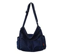 Sumleno Bohemian Hipster Hobo Boho Hippie Crossbody Bag Purse Canvas Sling Bag Aesthetic Tote Large Handbags Fairy Grunge Bag, Denim Blue
