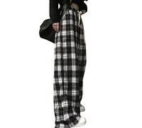 Sumleno Women's Grunge Goth Harajuku 90s Streetwear Checkered Cargo Pants, B, XL
