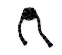 Sumleno Y2k Striped Scarf Long Skinny Fuzzy Neckerchief Belt Fluffy Scarves Acubi Grunge Accessories Alt Emo Scene Streetwear, Gray, One Size