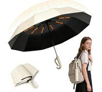 Sumlly Umbrella with Hook Handle, Compact 12 Ribs UV Umbrellas Women Men | Automatic Open Close Folding UV50 Portable Small Windproof Strong Sun Travel Beach Handbag