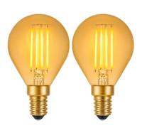 Summalux E14 Vintage LED Light Bulb 4W, Small Screw SES LED Filament Bulb 400LM, 40W Equivalent, Retro Amber Glass 2200K Warm White, Small Edison Screw G45 Golf Ball Bulb, Non-Dimmable, 2 Pack