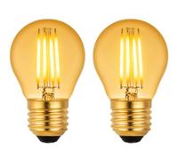 Summalux LED Vintage Light Bulb 4W E27 Edison Screw Bulb, 400LM LED Filament ES Bulb, 40W Equivalent, Retro Amber Glass 2200K Warm White, LED G45 Golf Ball Bulb, Non-Dimmable, 2 Pack