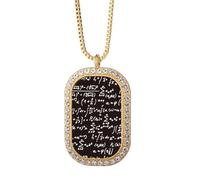 Summarize Mathematical Formulas Calculus Figure Necklace Pendant Diamond Crystal Golden Jewelry