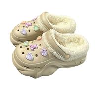 Summer 2026 Trend Comfortable Slippers Memory Foam for Slip-On Indoor Outdoor with Removable Cartoon Pendants - Warm Slip-On Sandals Versatile Everyday Shoes for Cosy STU, khaki, 2/2.5 UK