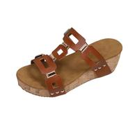 Summer 2026 Trend Fashionable Platform Sandals with Open Toe for Comfortable Leisure Mules Stylish Footwear for Everyday Holiday Dates Flat Tread Sole with 5 cm Block Heel Comfortable Pa, brown, 8 UK