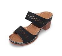 Summer 2026 Trend Luxury Women's Slippers for Everyday Leisure Trendy Wedge Heel Sandals with Open Toe Design Summer Footwear Comfortable Lightweight Slippers Matching Styling Options, black, 6 UK
