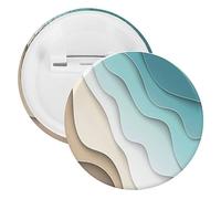 Summer Abstract Blue Turquoise Sea Waves and Brown Sand Waves 1 PC Round Tinplate Badge, Badge Lapel Tie Pin, Lightweight Button Badge for Women Men Office Worker Teacher Student Decor