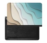 Summer Abstract Blue Turquoise Sea Waves and Brown Sand Waves Women's Passport Protector, Men's Passport Protector, PU Travel Passport Protector for Women Men Worker 5.8 x 3.9 x 0.4 inch