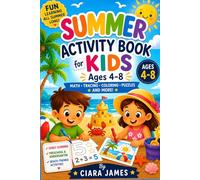 Summer Activity Book for Kids Ages 4-8 | Fun Coloring, Math, Puzzles, Tracing & Beach-Themed Learning Workbook for Preschool & Early Learners